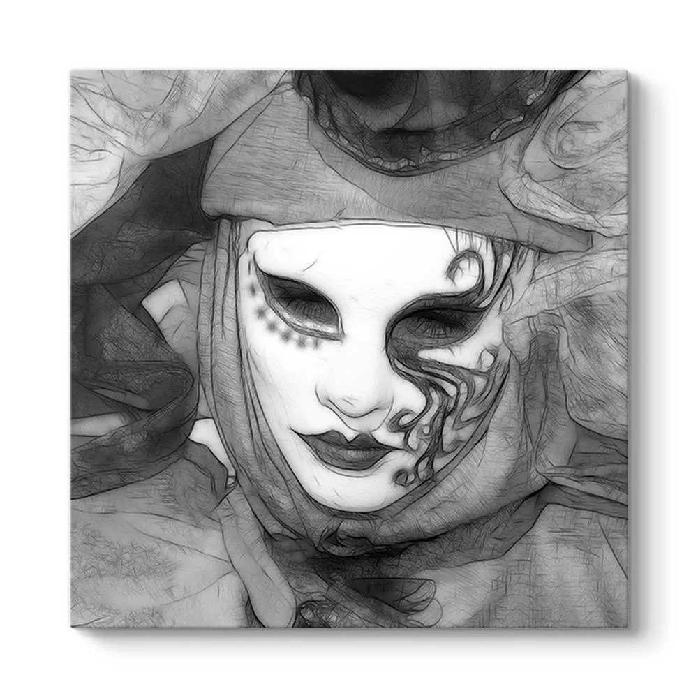 Siyah Beyaz Maske Tablosu - Model 3